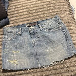 Levi's Light Blue Distressed Mini Skirt